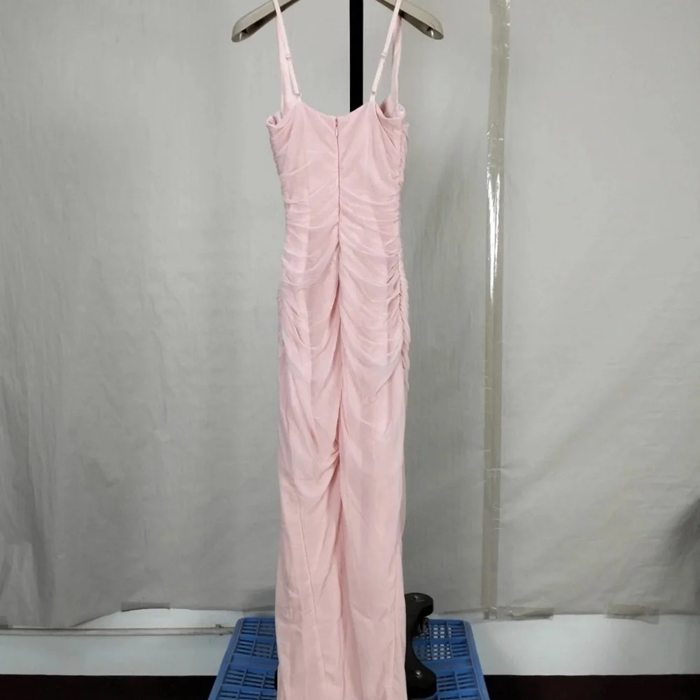 Elegant Pink Evening Dress house of cb lini pink bustier corset slit long xs - Picture 5 of 6
